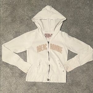 Y2K Abercrombie White Zip-Up Hoodie
